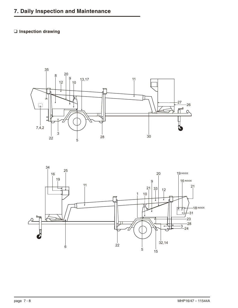 Inspection drawing 7-8, Inspection drawing, 7-8, Inspection drawing -8 | Daily inspection and maintenance | Snorkel MHP17 User Manual | Page 44 / 65