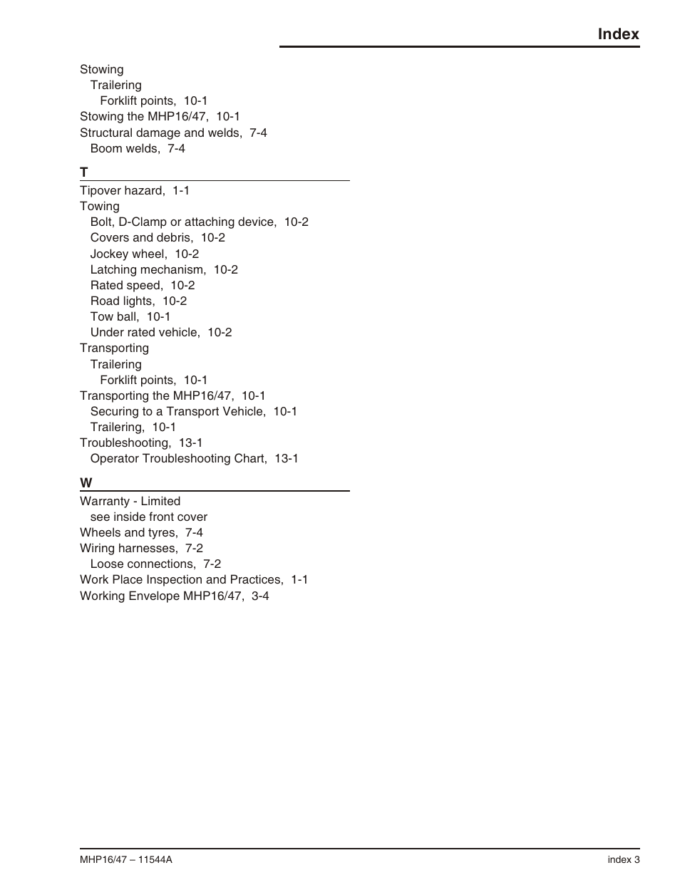 Index | Snorkel MHP17 User Manual | Page 65 / 65