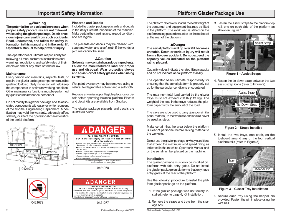 Danger, Da ng er | Snorkel Platform Glazier Pkg User Manual | Page 5 / 8