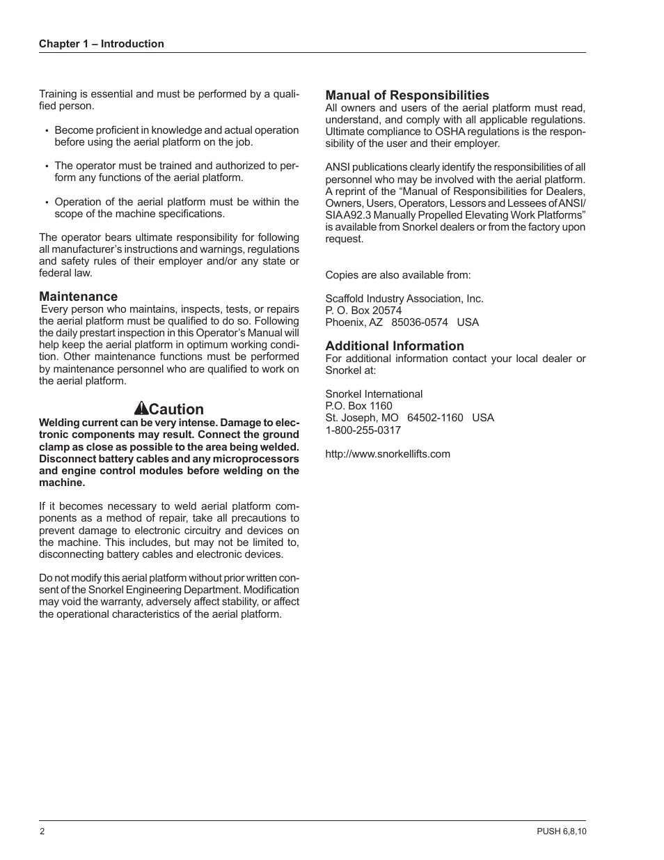 Caution | Snorkel POP UP PUSH 10 User Manual | Page 6 / 50