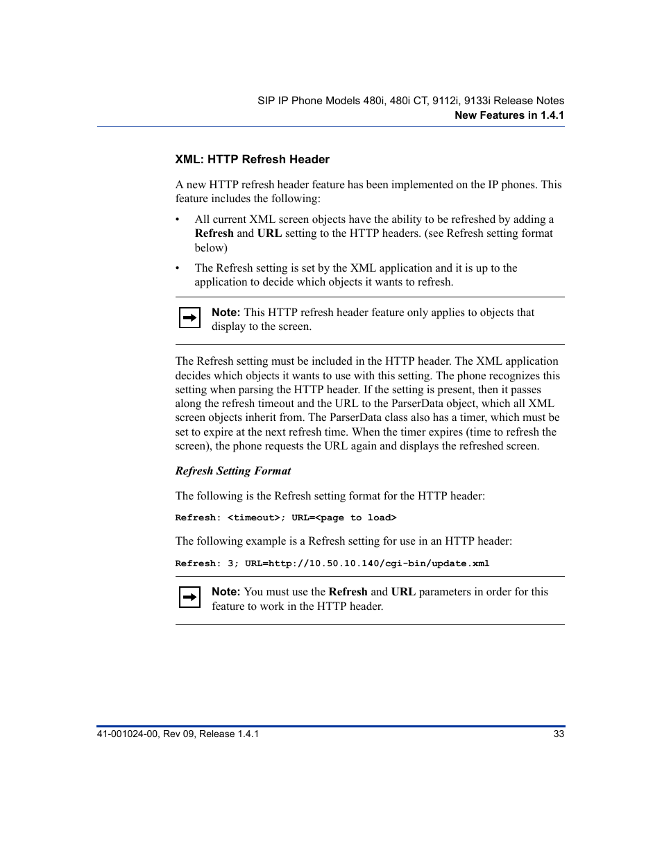 Xml: http refresh header | Aastra Telecom AASTRA 9112 I User Manual | Page 37 / 60