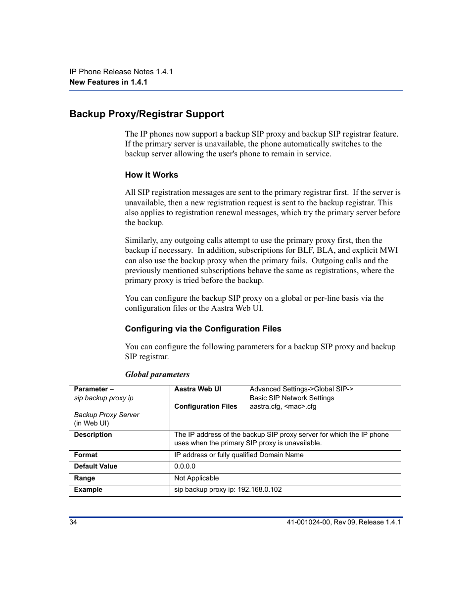 Backup proxy/registrar support, How it works, Configuring via the configuration files | Aastra Telecom AASTRA 9112 I User Manual | Page 38 / 60