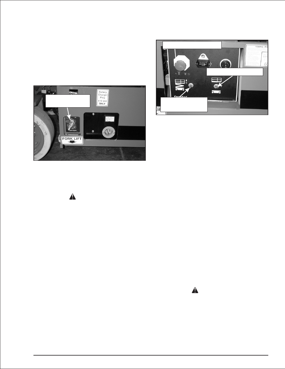 Chapter 7. controls, Battery disconnect switch 7-1, Lower controls 7-1 | Emergency stop button 7-1, Control selector switch 7-1, Platform raise/lower switch 7-1, Circuit breaker reset buttons 7-1, Battery disconnect switch, 7-1, Chassis controls, 7-1, Lower controls, 7-1, 8-4 | Snorkel S1930 User Manual | Page 21 / 54