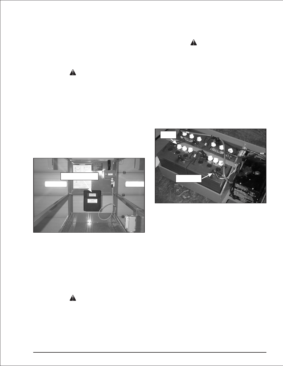 Chap ter 8. prestart inspection, Operator™s manual 8-1, Electrical system 8-1 | Battery fluid level 8-1, Battery terminals 8-1, Battery charger 8-1, Cable ends, 8-1, Terminals, 8-1, Battery terminals, 8-1, Manual holder, 8-1 | Snorkel S1930 User Manual | Page 23 / 54
