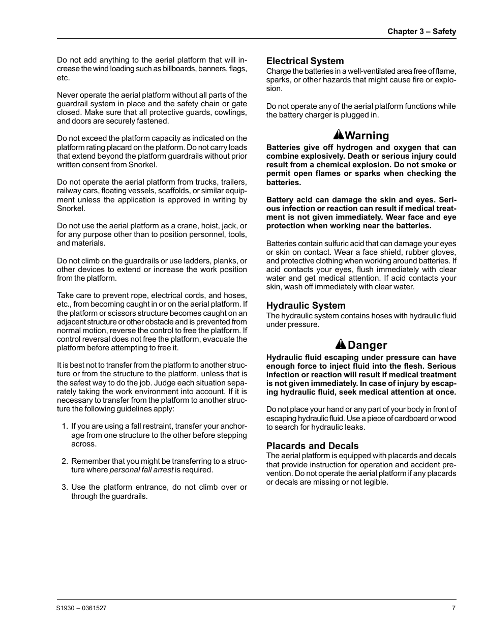 Warning, Danger | Snorkel S1930-snAP05168 User Manual | Page 11 / 50