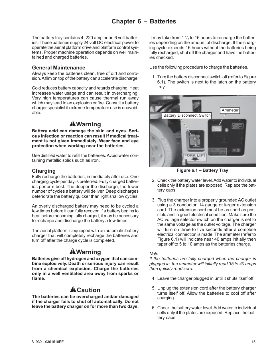 Chapter 6 – batteries, Warning, Caution | Snorkel S1930CE User Manual | Page 19 / 52