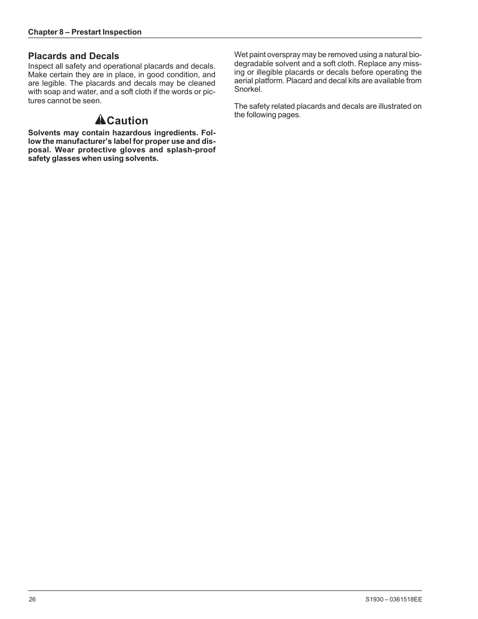 Caution | Snorkel S1930CE User Manual | Page 30 / 52