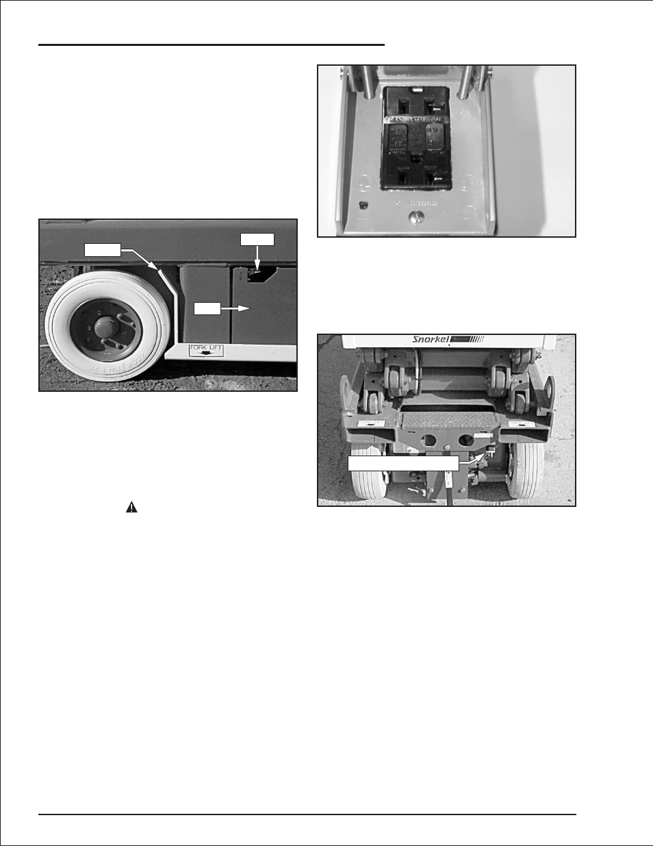 Swing-out trays 9-4, Electrical power outlet 9-4, Disengaging, 9-4 | Power-input connector, 9-4, Latch keeper, 9-4, Swing-out trays -4 electrical power outlet -4, Danger, Chapter 9. operation | Snorkel S2033 User Manual | Page 39 / 50