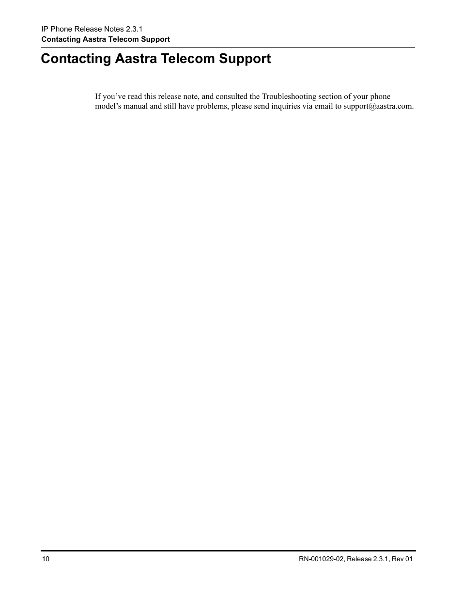 Contacting aastra telecom support | Aastra Telecom 9480i User Manual | Page 14 / 16