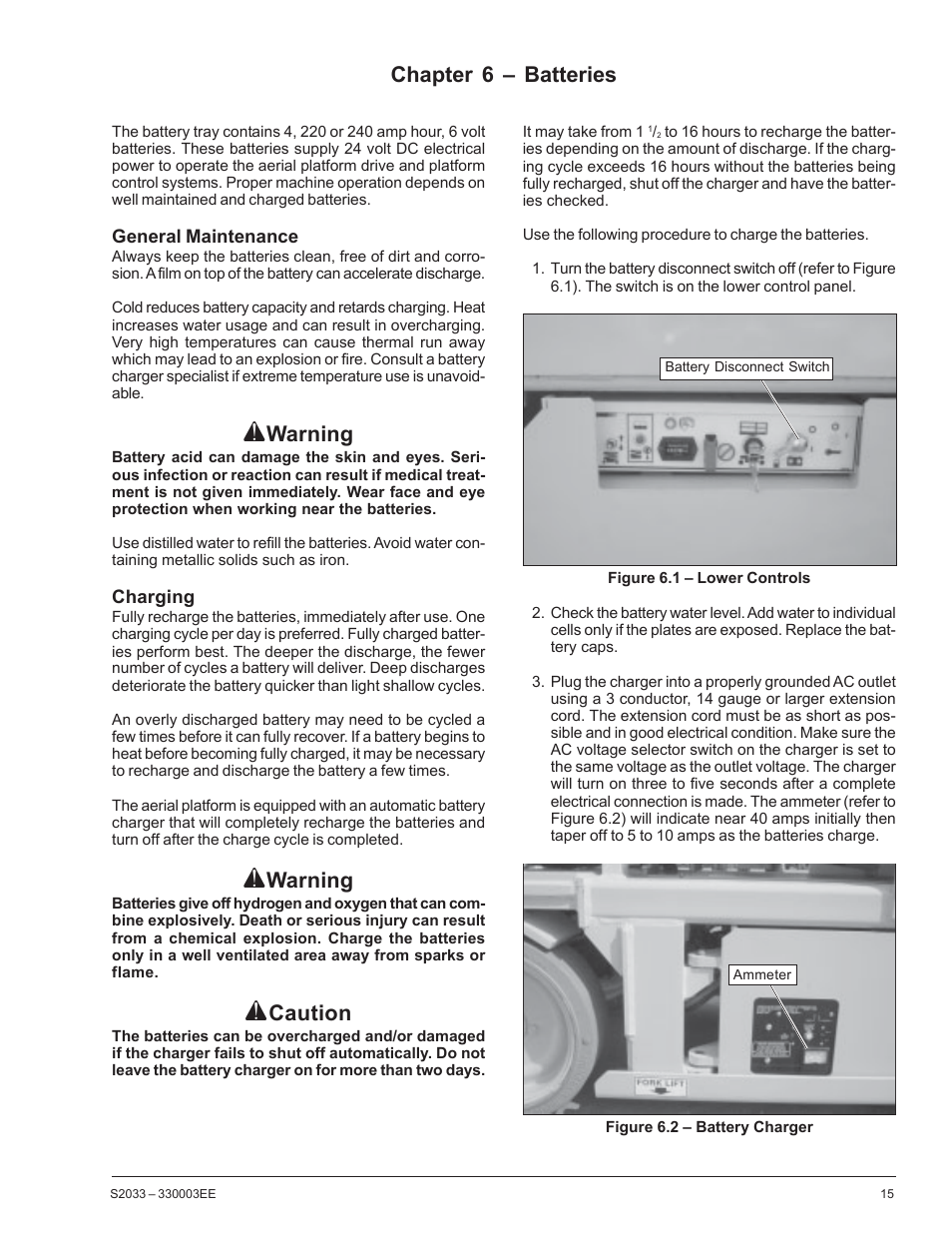Chapter 6 – batteries, Warning, Caution | Snorkel S2033CE User Manual | Page 19 / 54