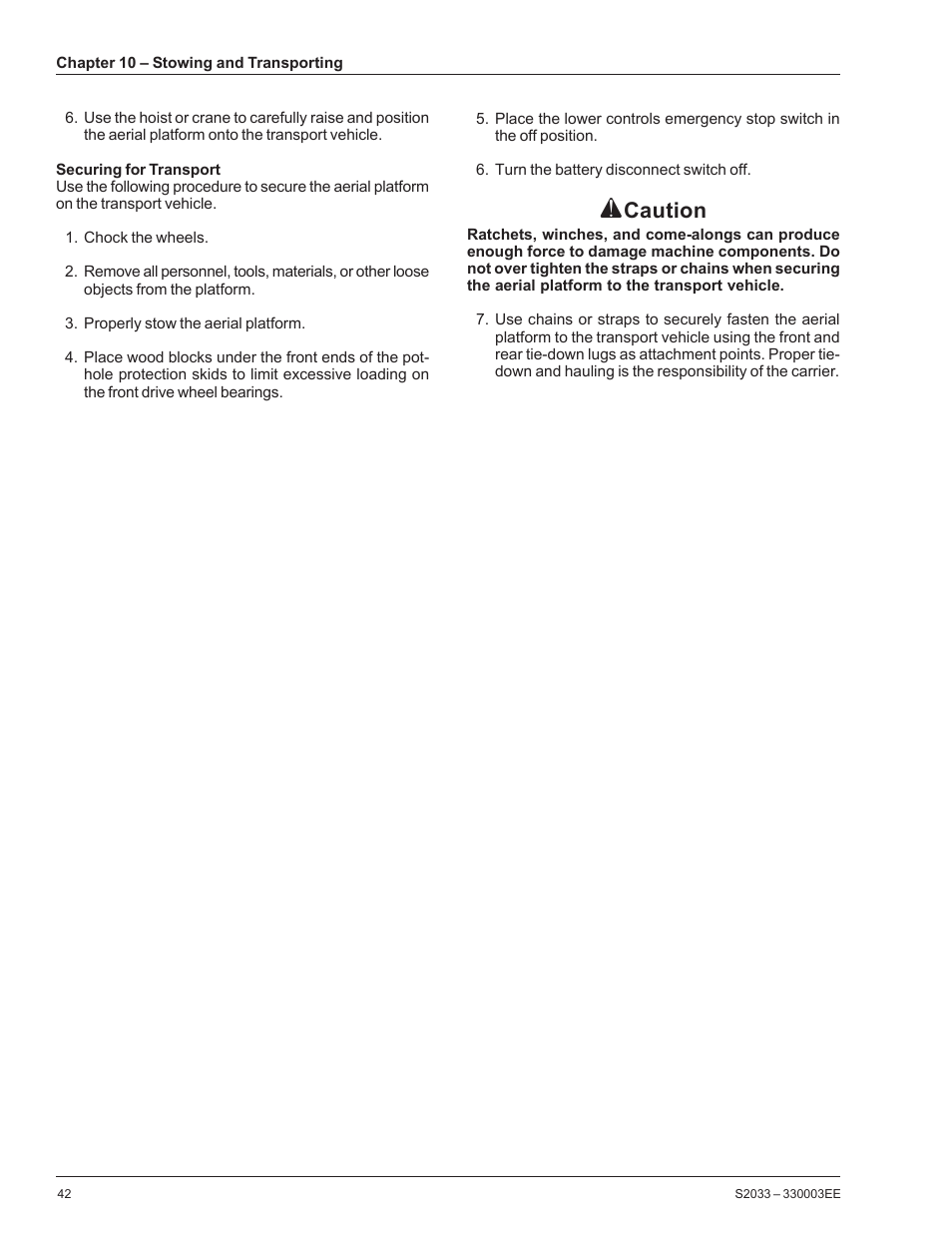 Caution | Snorkel S2033CE User Manual | Page 46 / 54