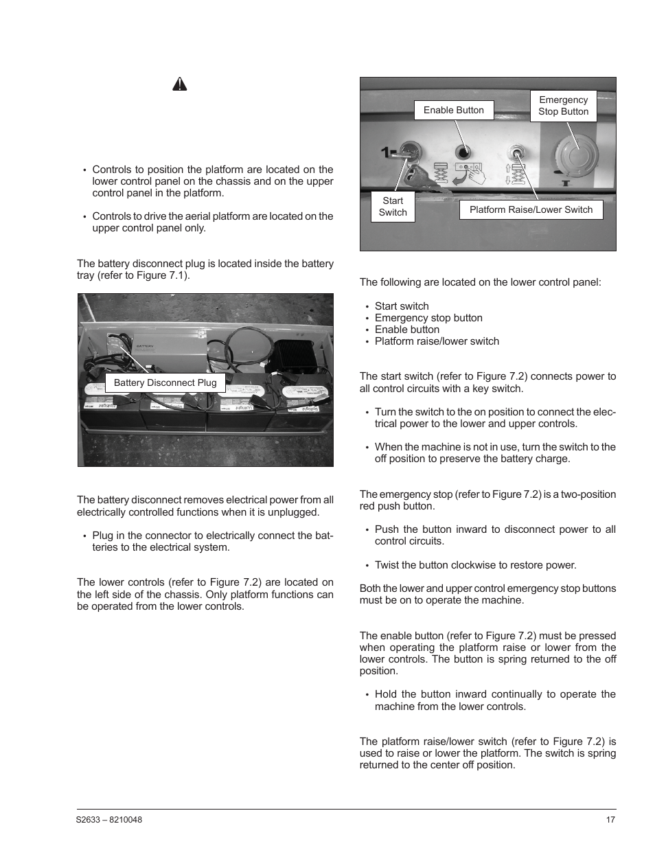 Chapter 7 – controls, Danger | Snorkel S2633 User Manual | Page 21 / 56