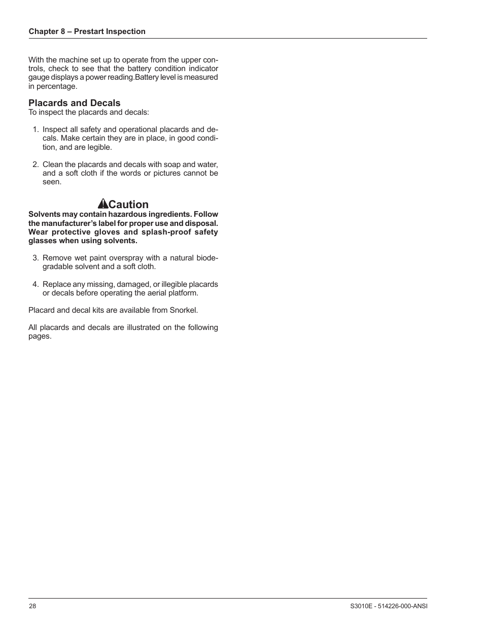 Caution | Snorkel S3010E User Manual | Page 32 / 56