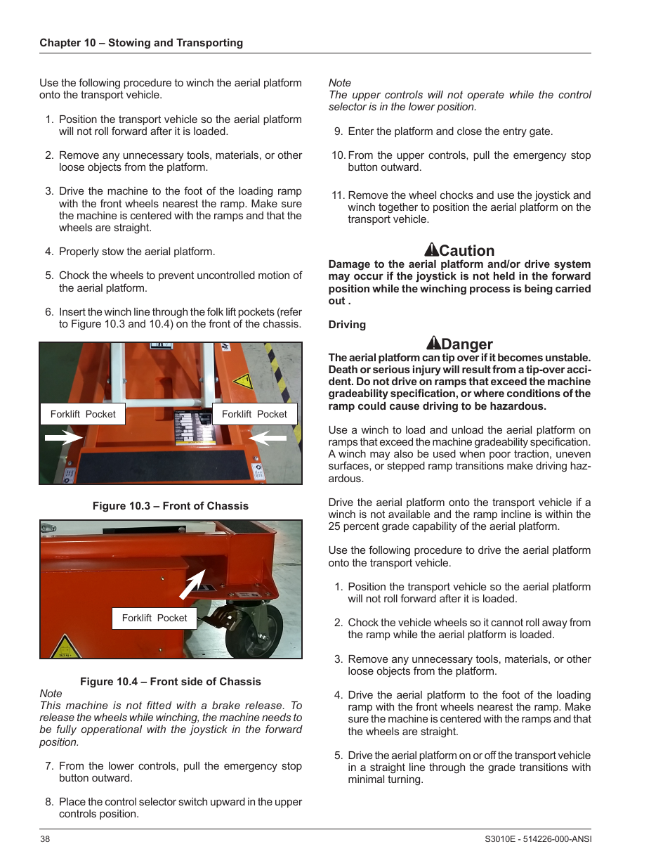 Caution, Danger | Snorkel S3010E User Manual | Page 42 / 56