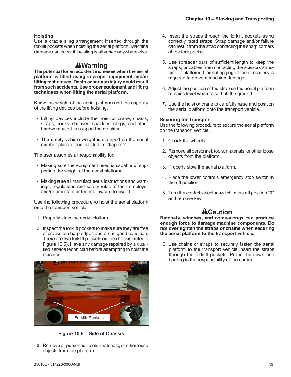 Warning, Caution | Snorkel S3010E User Manual | Page 43 / 56