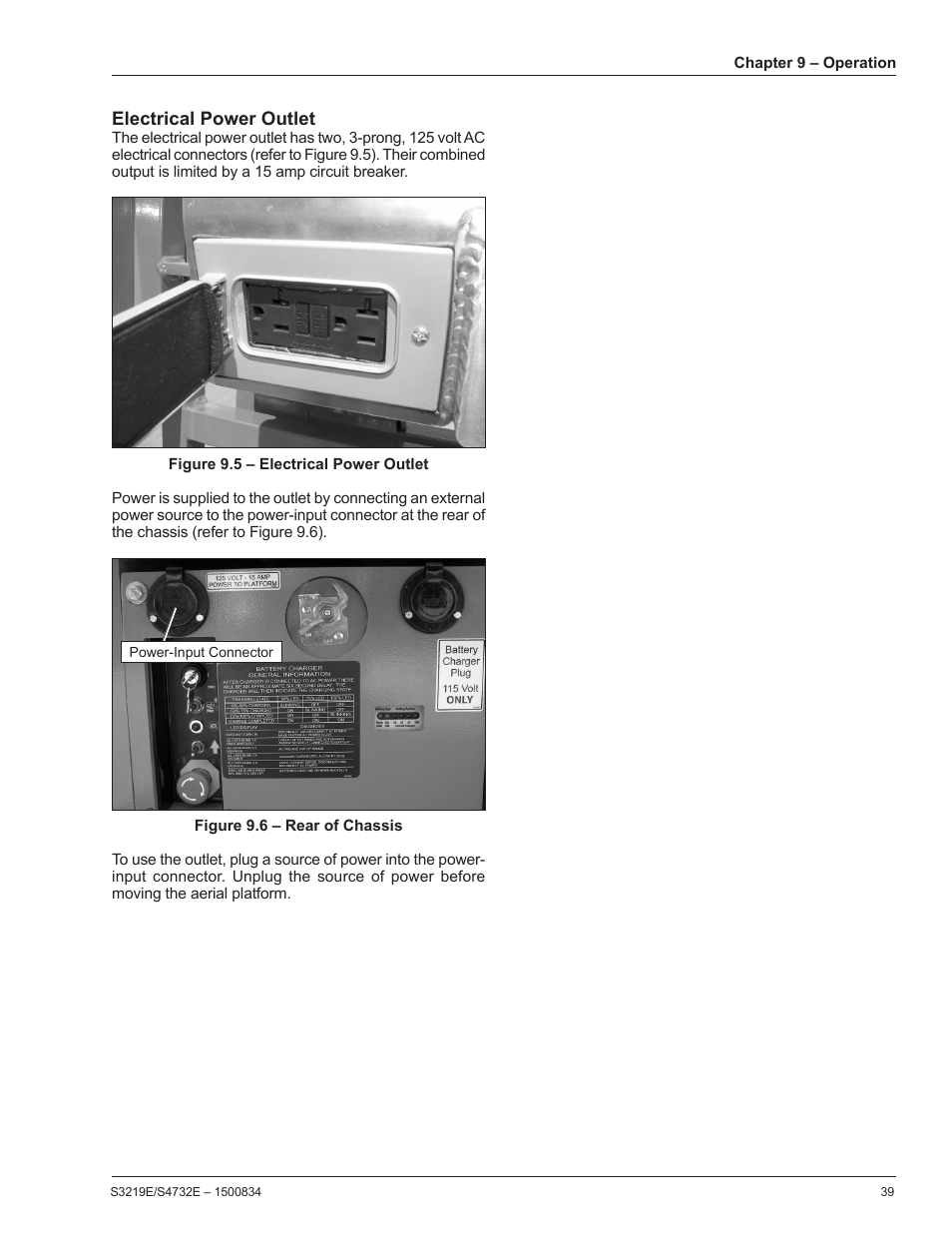 Electrical power outlet | Snorkel S3219E-sn000000+ User Manual | Page 43 / 60