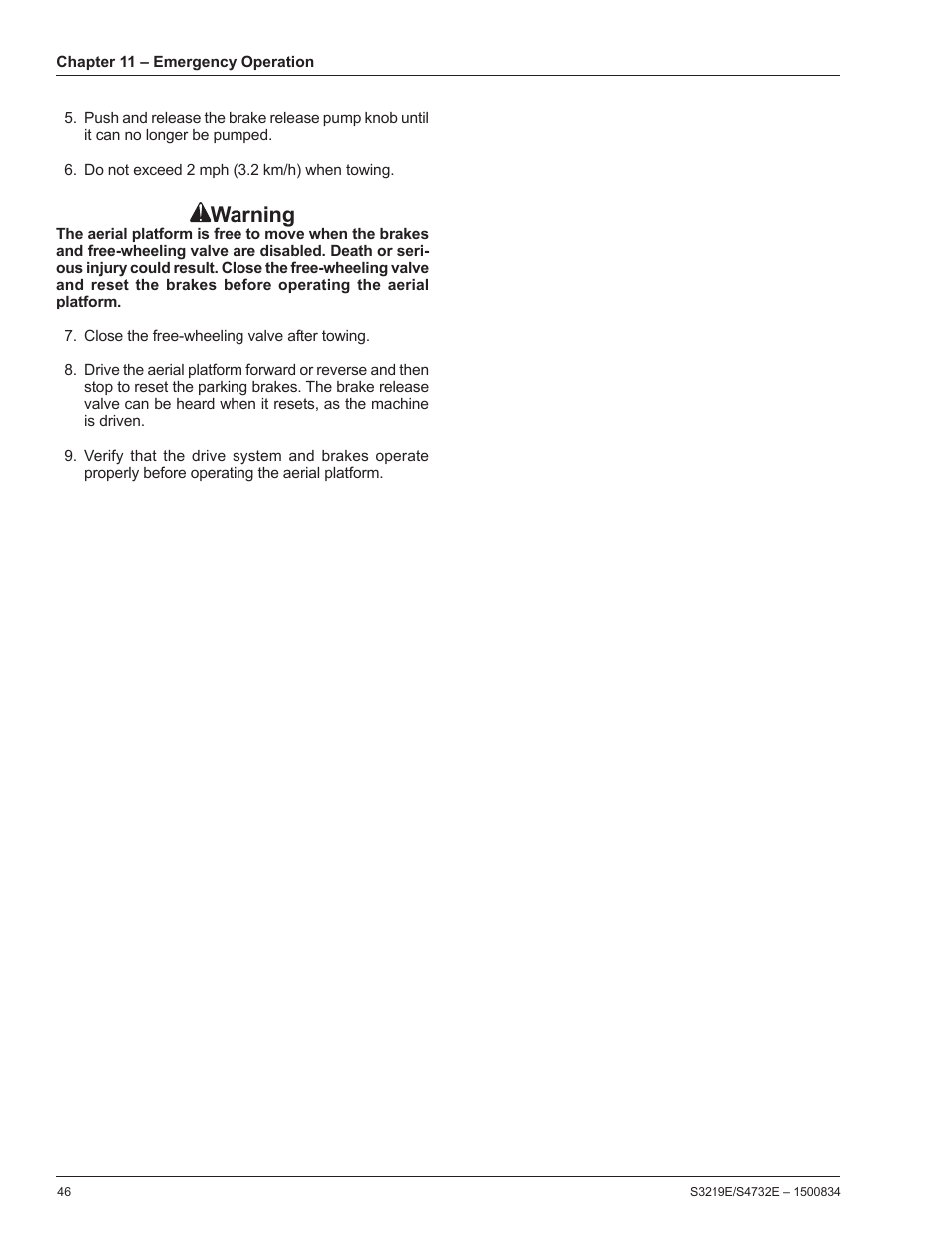 Warning | Snorkel S3219E-sn000000+ User Manual | Page 50 / 60