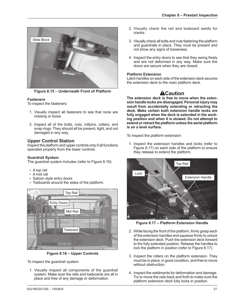 Caution | Snorkel S3219E-sn000017+ User Manual | Page 31 / 60