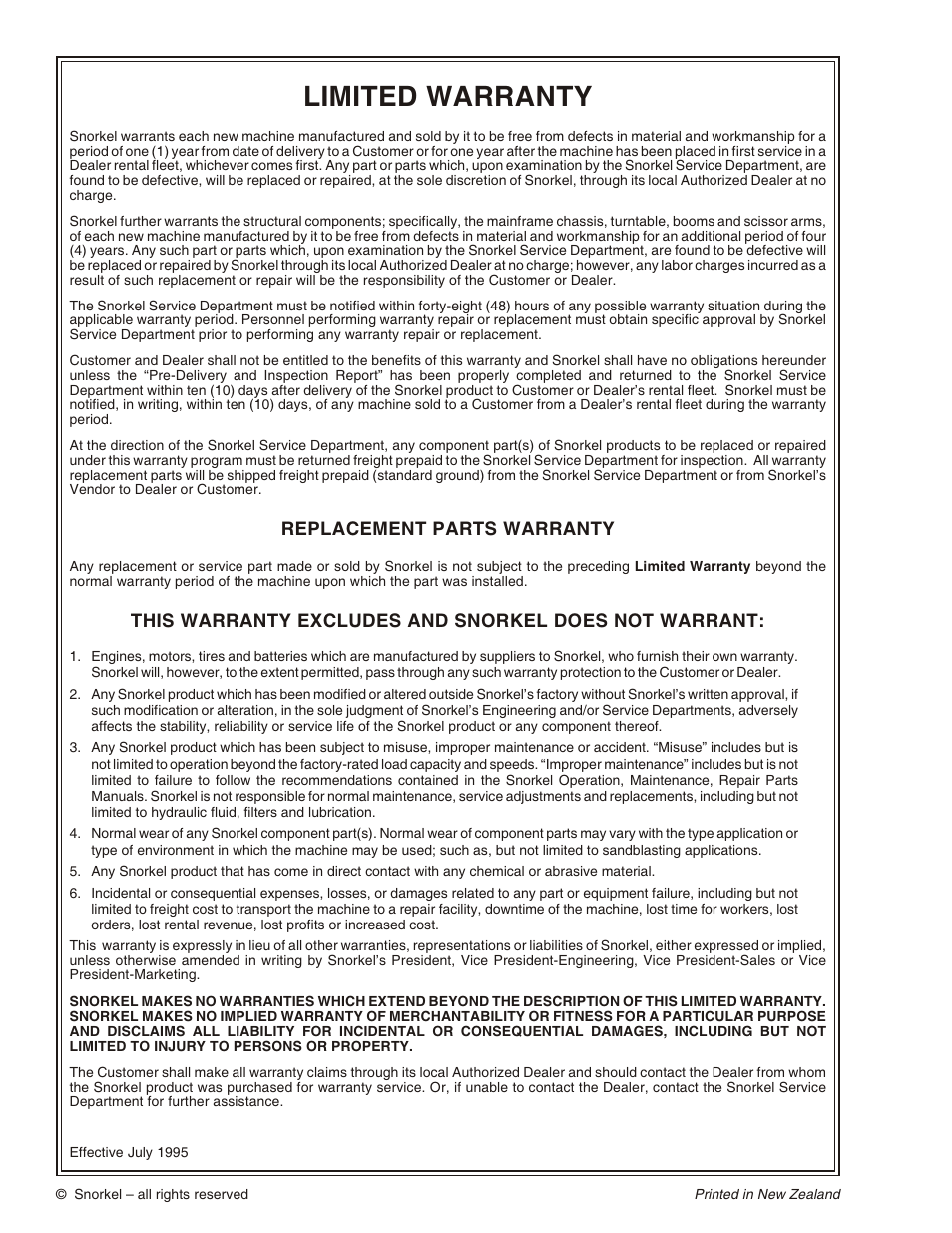Limited warranty | Snorkel SP22 User Manual | Page 2 / 70