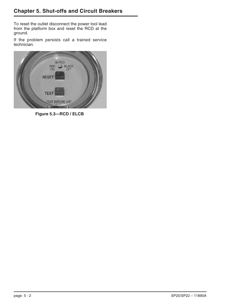 Chapter 5. shut-offs and circuit breakers | Snorkel SP22 User Manual | Page 30 / 70