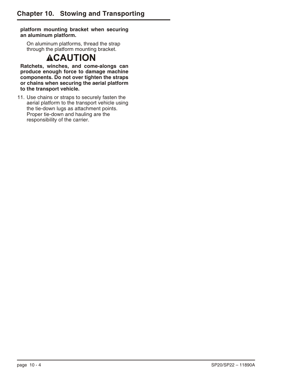 Caution | Snorkel SP22 User Manual | Page 58 / 70