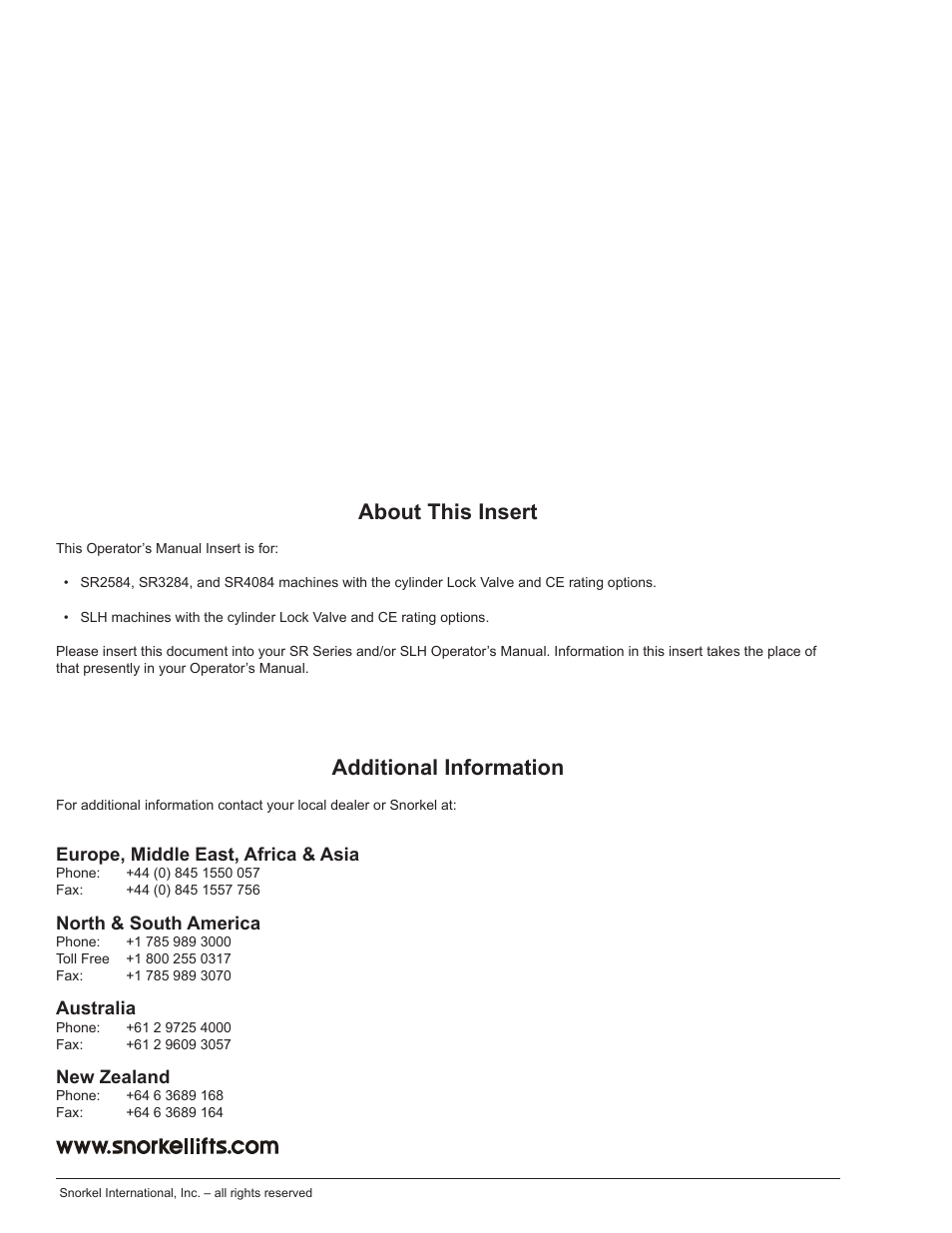About this insert, Additional information | Snorkel SR4084 User Manual | Page 2 / 4