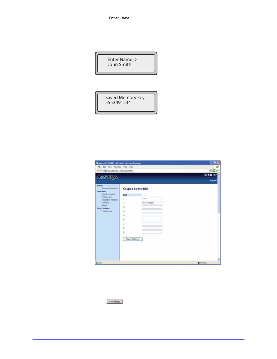 Creating a speeddial key using the aastra web ui, Advanced phone features | Aastra Telecom AastraLink RP CT Cordless User Manual | Page 65 / 110