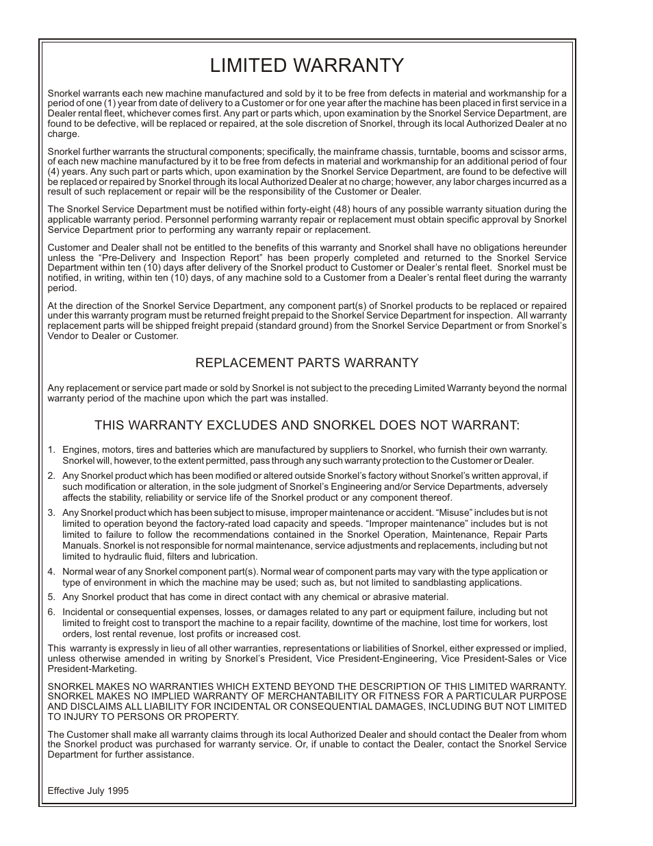 Limited warranty | Snorkel SR3370 User Manual | Page 2 / 78