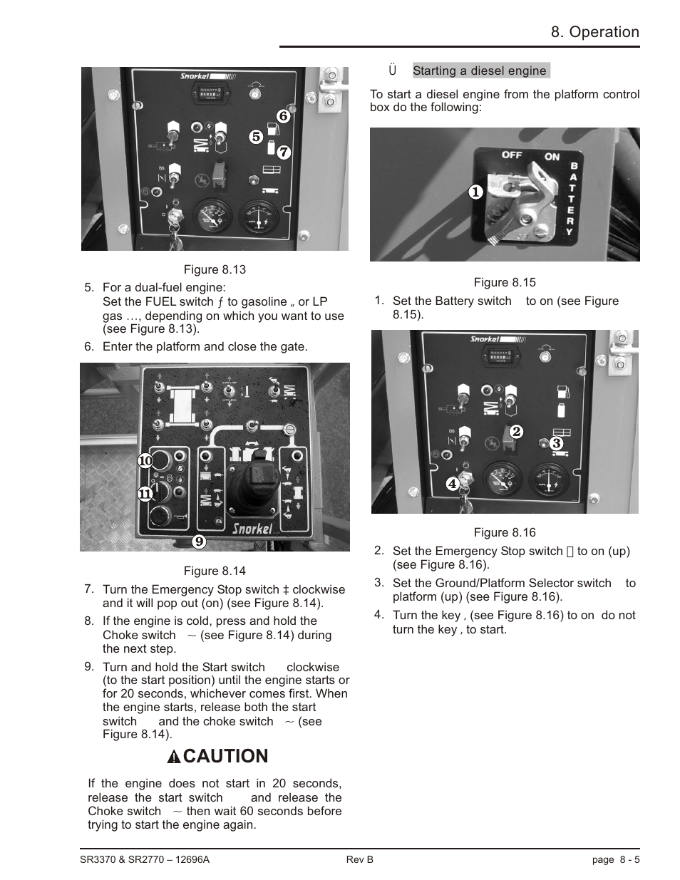 Caution, Operation | Snorkel SR3370 User Manual | Page 51 / 78