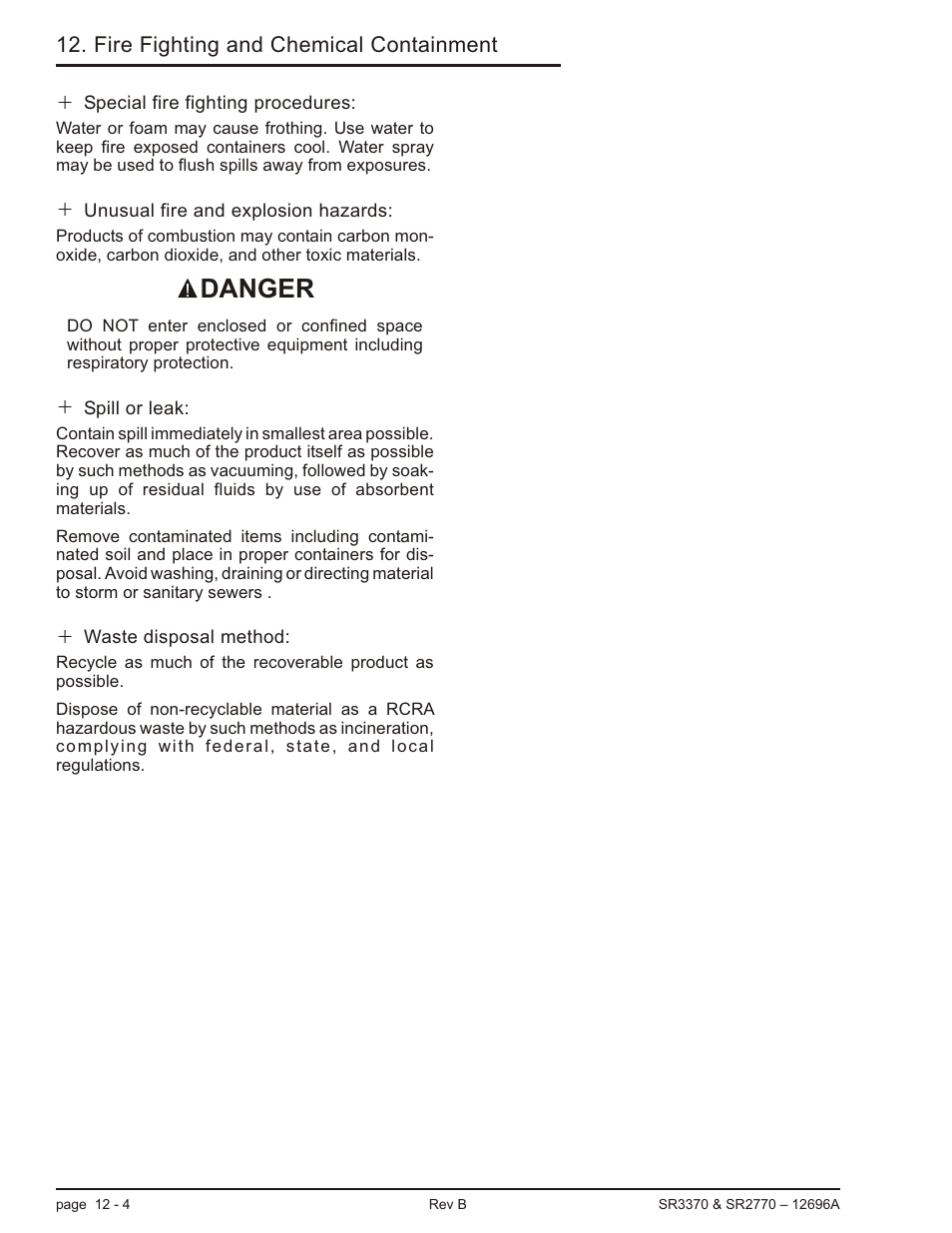 Danger | Snorkel SR3370 User Manual | Page 70 / 78