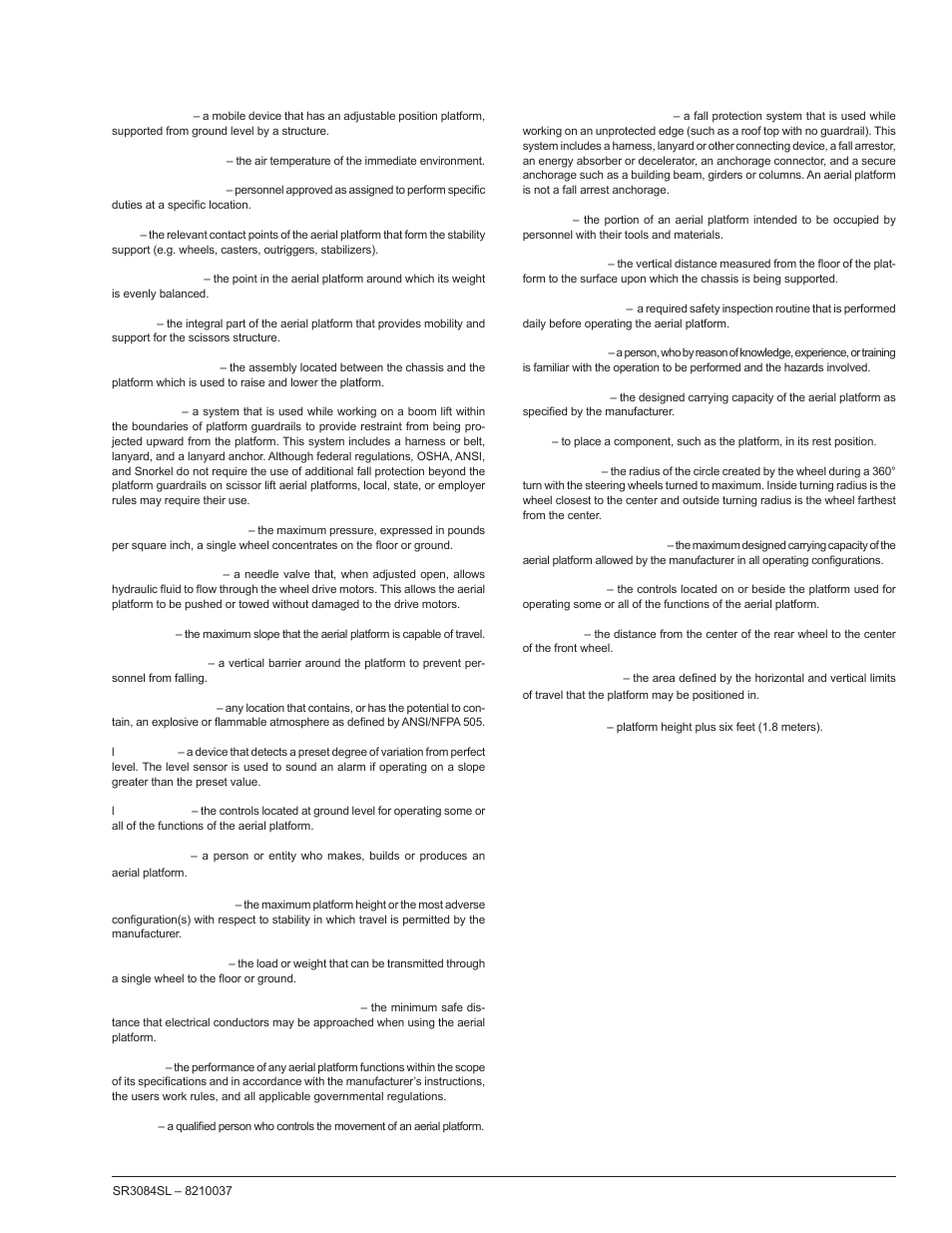 Appendix a – glossary | Snorkel SR3084SL User Manual | Page 57 / 60