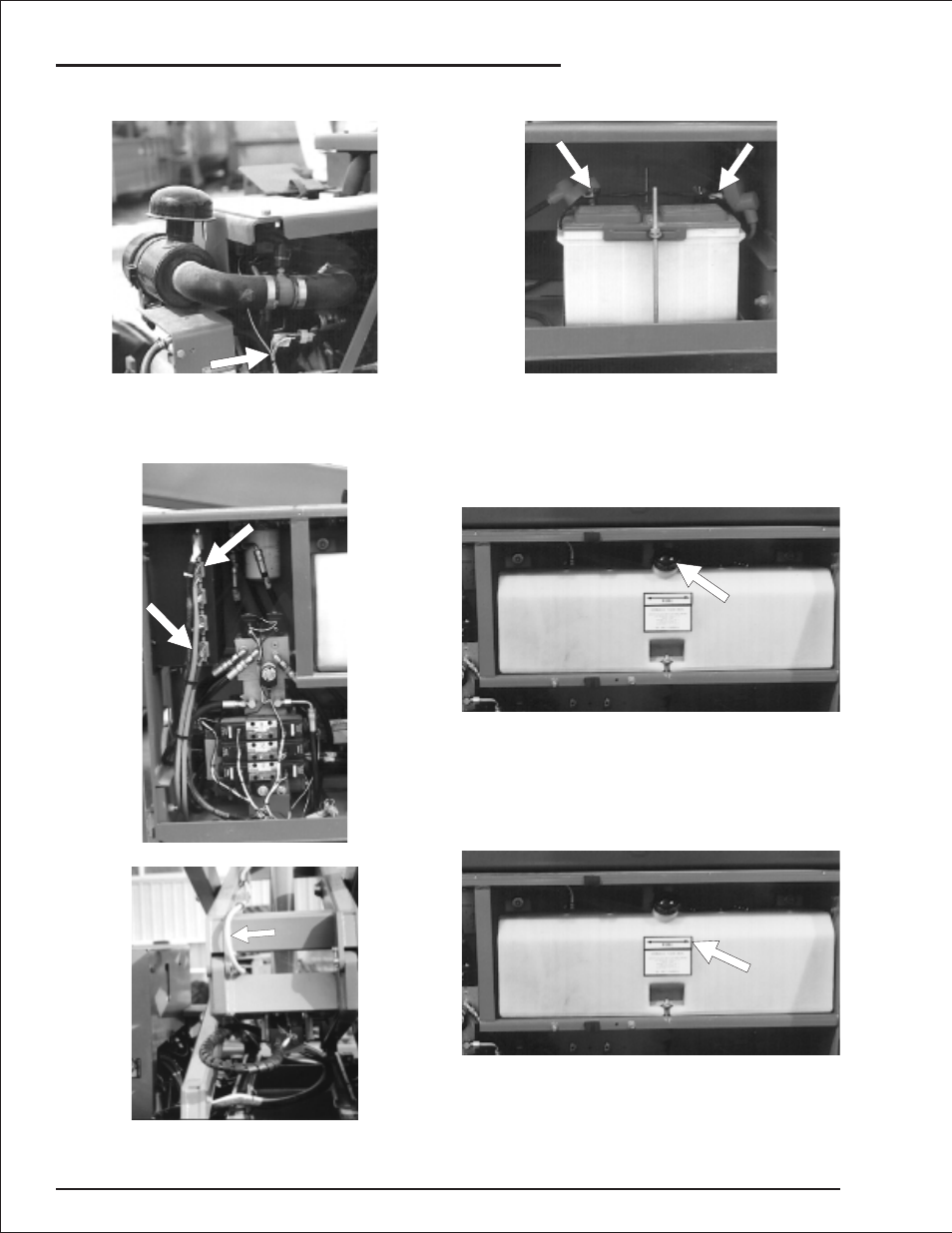 Wiring harnesses and connectors 7-4, Battery terminals 7-4, Hydraulic tank cap 7-4 | Hydraulic oil level 7-4, Battery terminals, 7-4, Hydraulic oil level, 7-4, Hydraulic tank cap, 7-4, Wiring harnesses, 7-4, Daily inspection and maintenance | Snorkel SRT2670 User Manual | Page 42 / 79