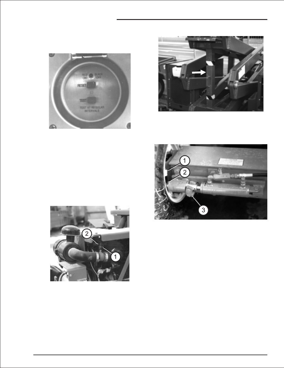 Rcd / elcb (option) 7-9, Air filter 7-9, Safety prop 7-9 | Parking brakes 7-9, Air filter, 7-9, Parking brakes, 7-9, Rcd / elcb reset, 7-9, Safety prop, 7-9, Daily inspection and maintenance | Snorkel SRT2670 User Manual | Page 47 / 79
