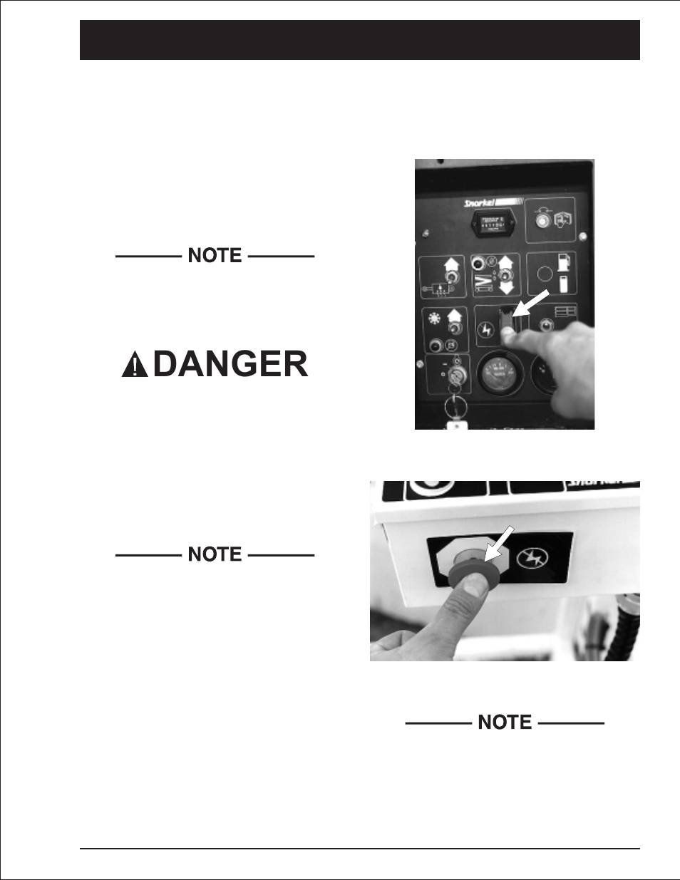 Operation, Operating procedures 8-1, Control stations 8-1 | Emergency stopping 8-1, Operating procedures, 8-1, Control stations, 8-1, Emergency stopping, 8-1, Danger | Snorkel SRT2670 User Manual | Page 51 / 79