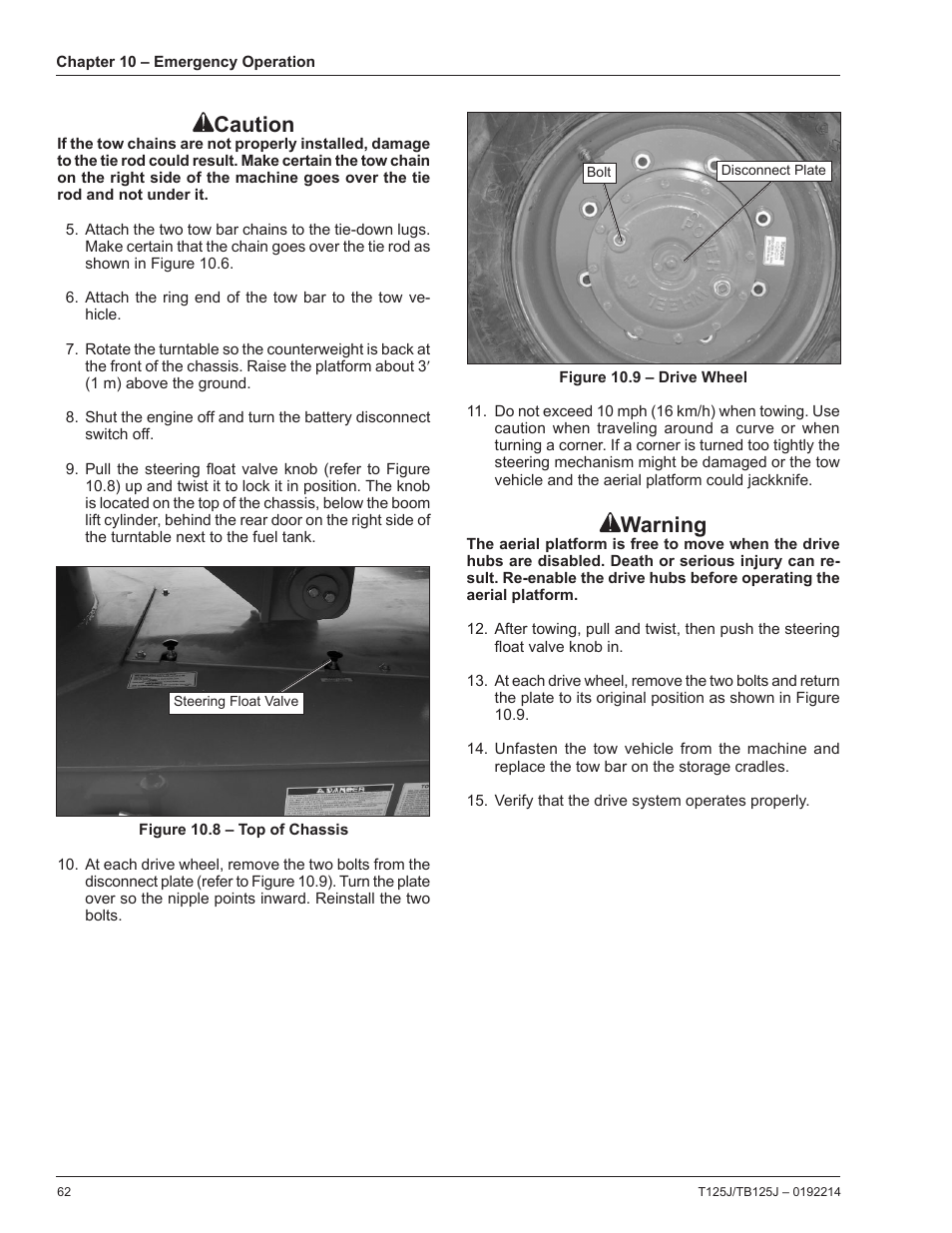 Caution, Warning | Snorkel TB125J User Manual | Page 62 / 74