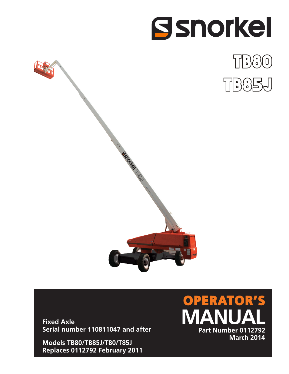 Snorkel T85J User Manual | 74 pages