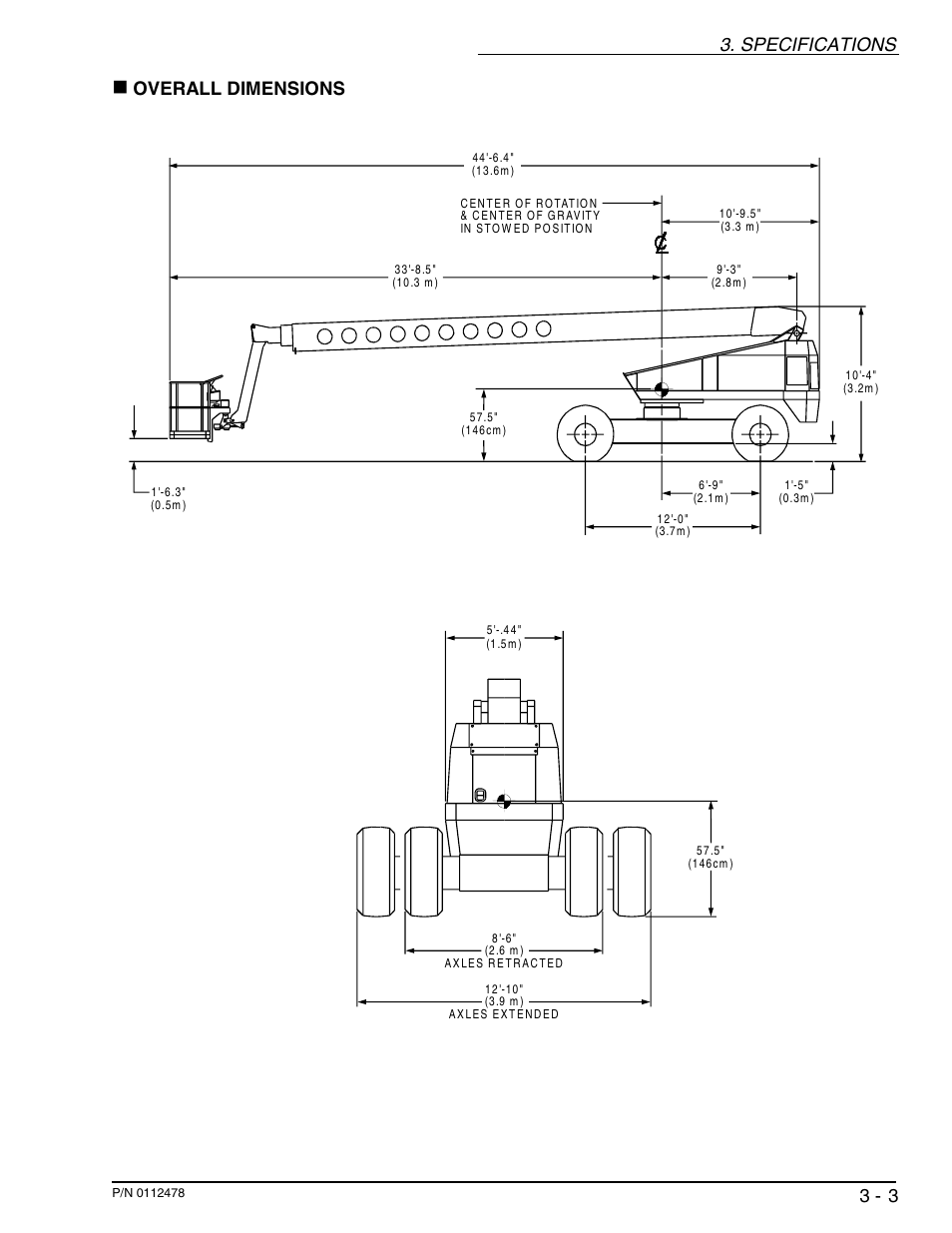 Specifications, Overall dimensions | Snorkel TB100J User Manual | Page 23 / 89