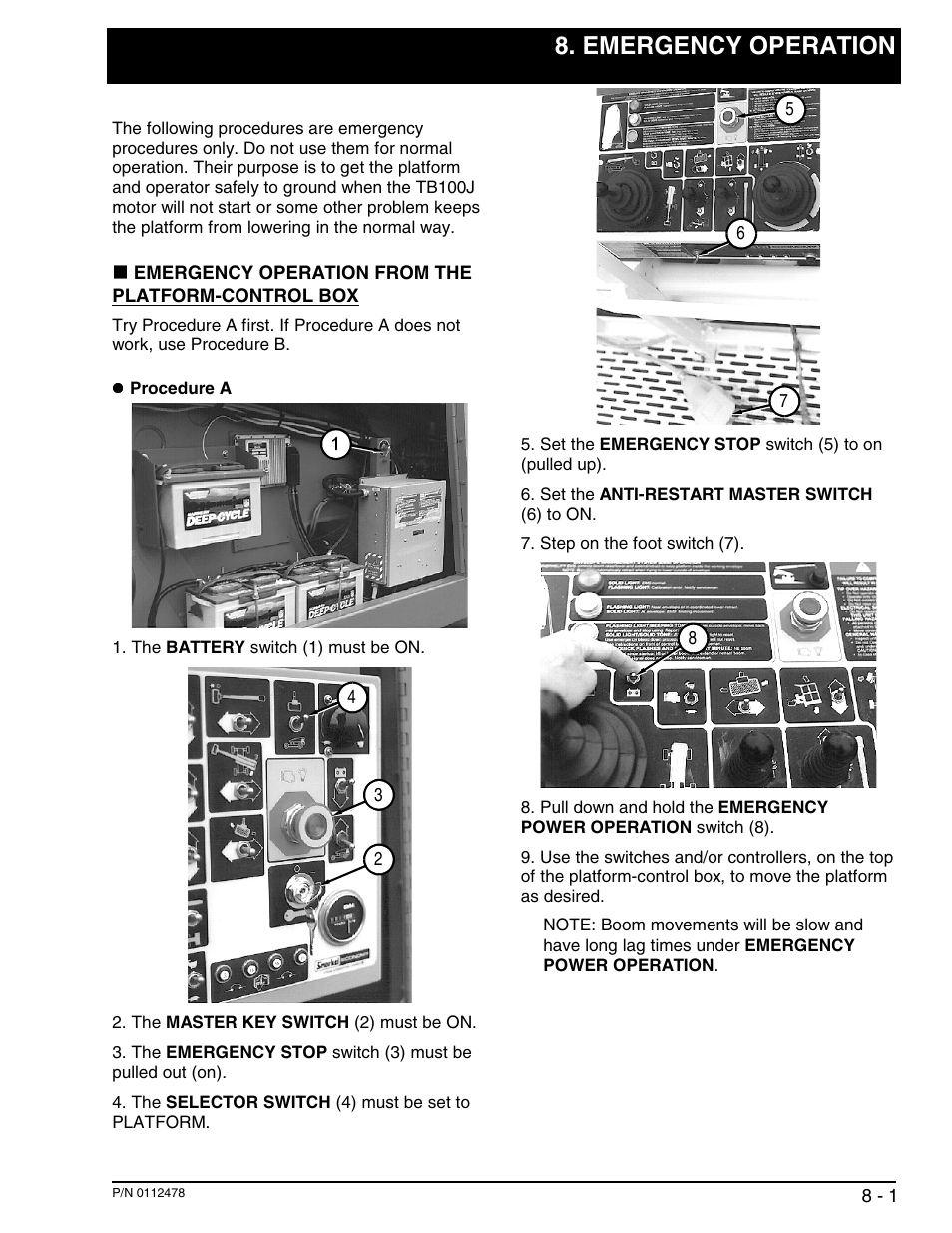 Emergency operation | Snorkel TB100J User Manual | Page 51 / 89