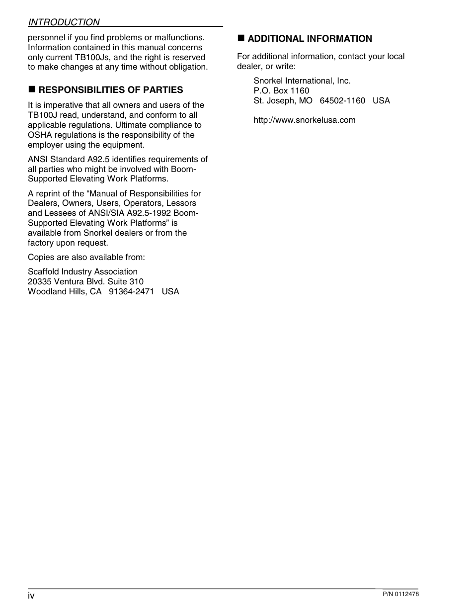 Snorkel TB100J User Manual | Page 6 / 89