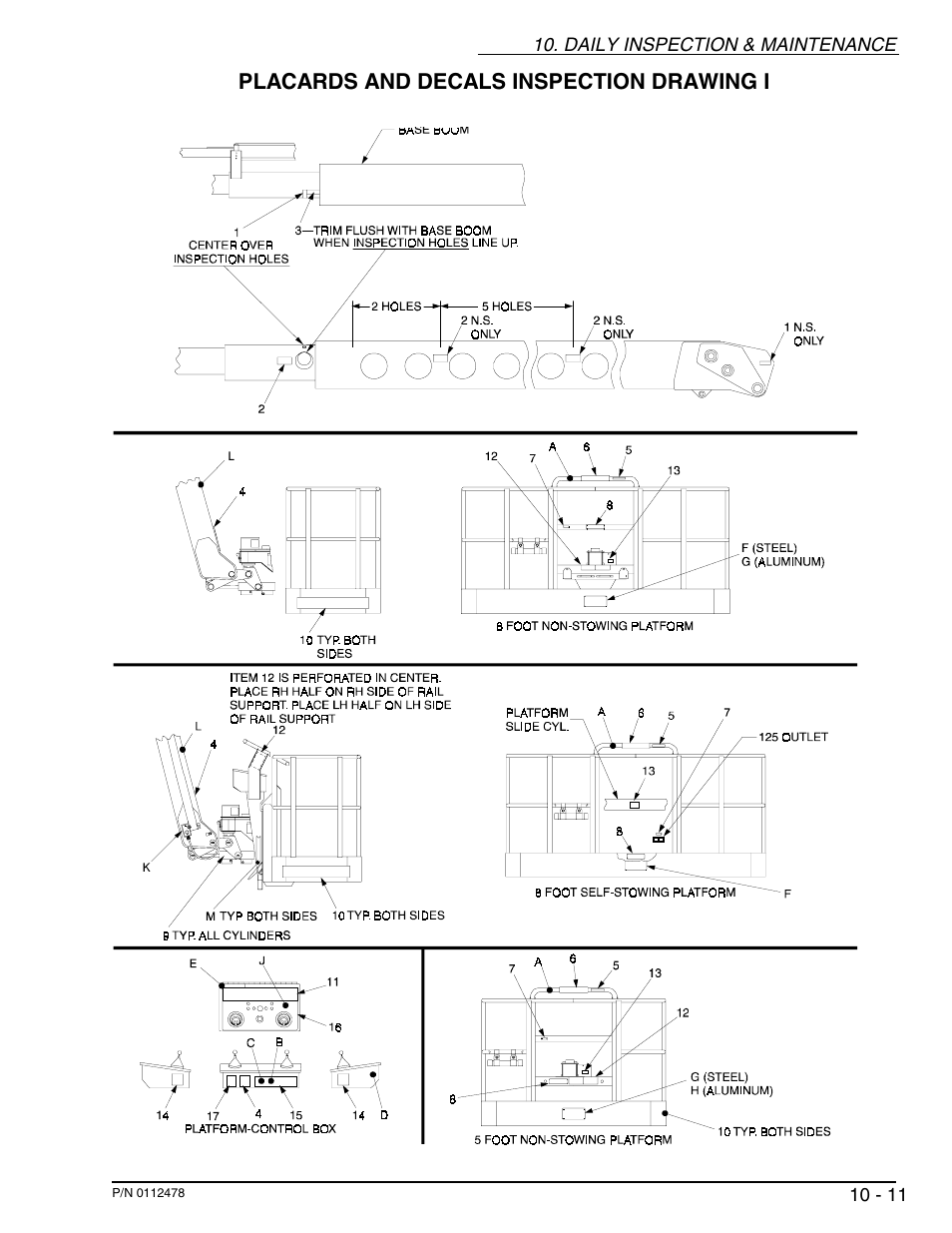 Placards and decals inspection drawing i | Snorkel TB100J User Manual | Page 70 / 89