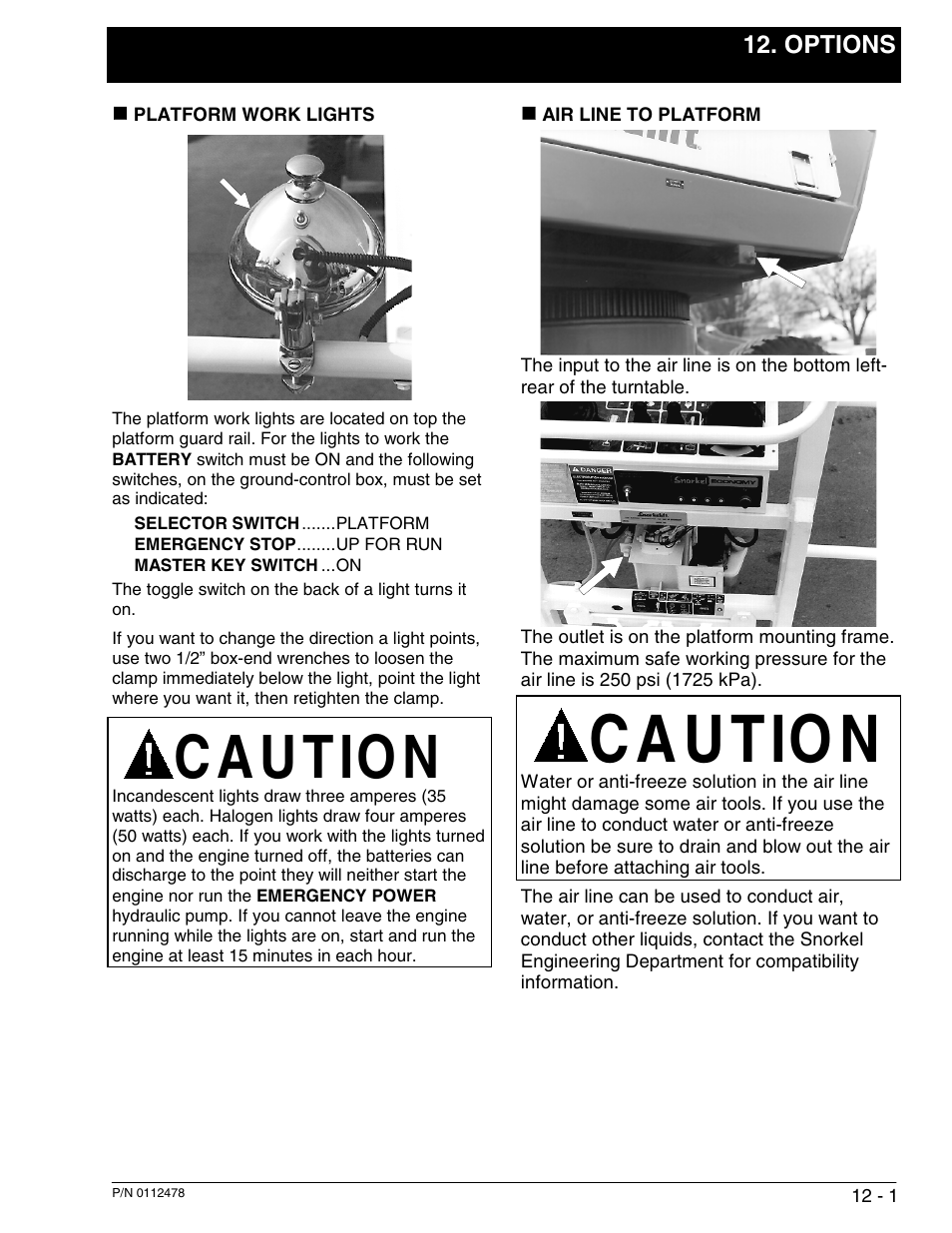 C a u tio n | Snorkel TB100J User Manual | Page 76 / 89