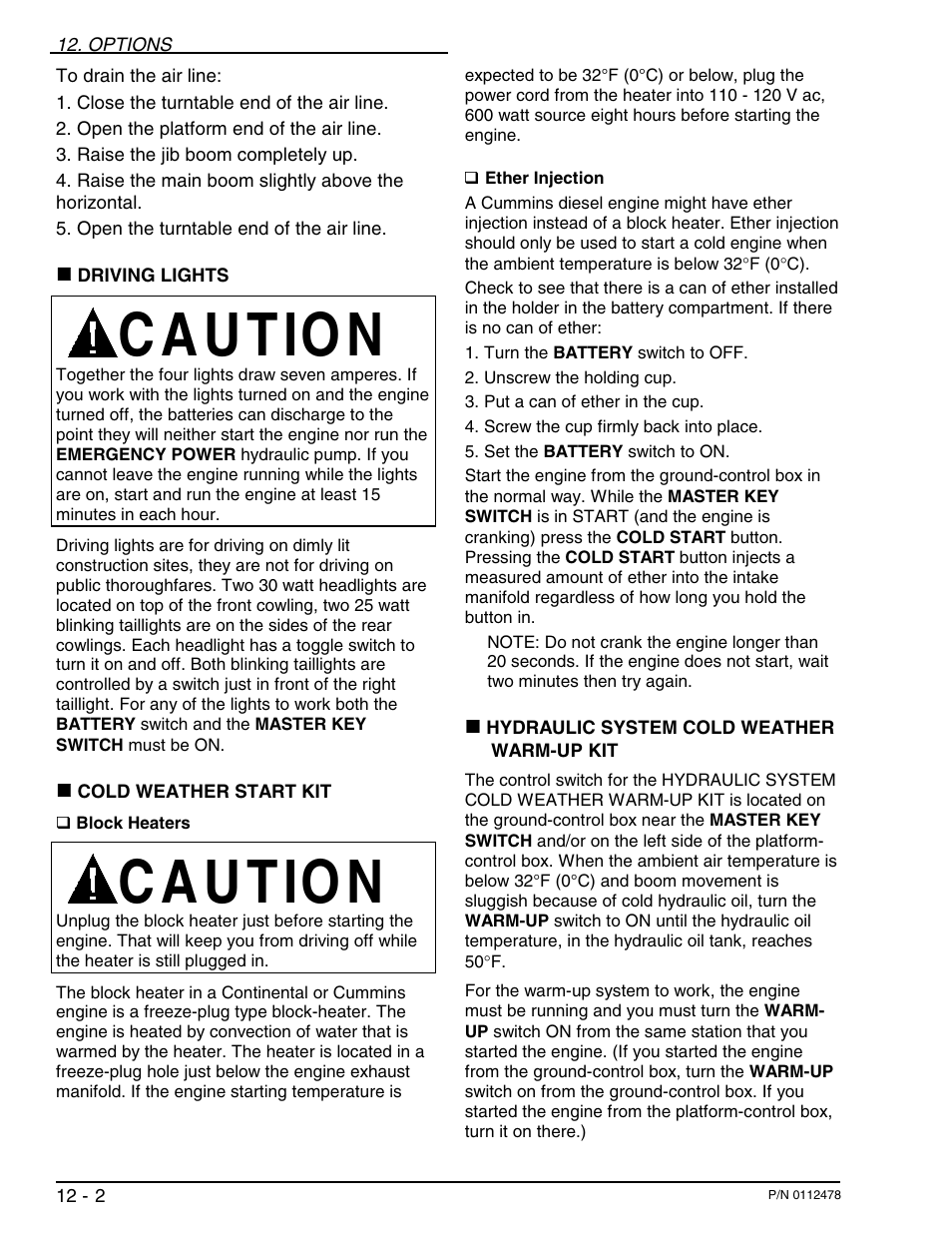 C a u tio n | Snorkel TB100J User Manual | Page 77 / 89