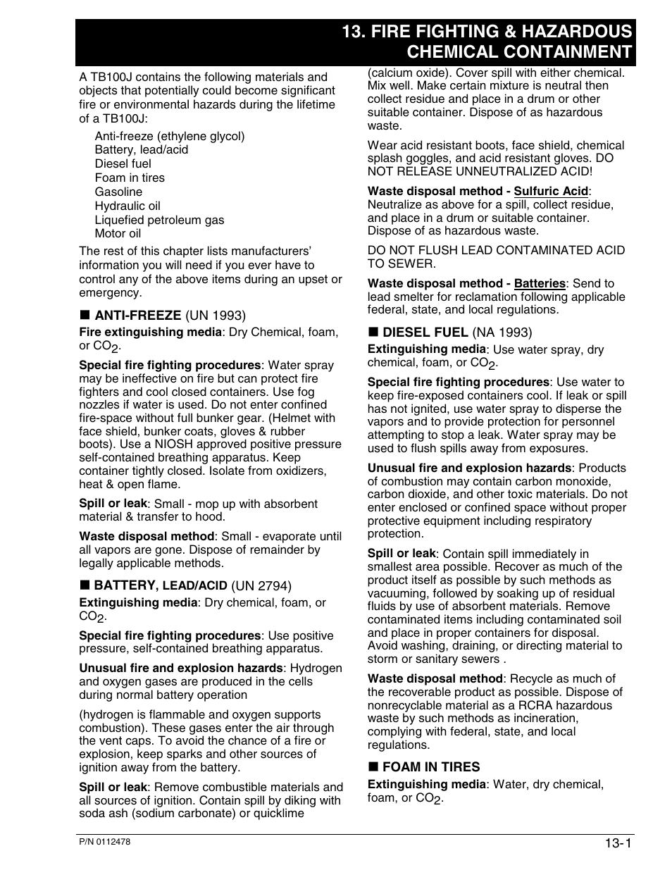 Fire fighting & hazardous chemical containment | Snorkel TB100J User Manual | Page 82 / 89