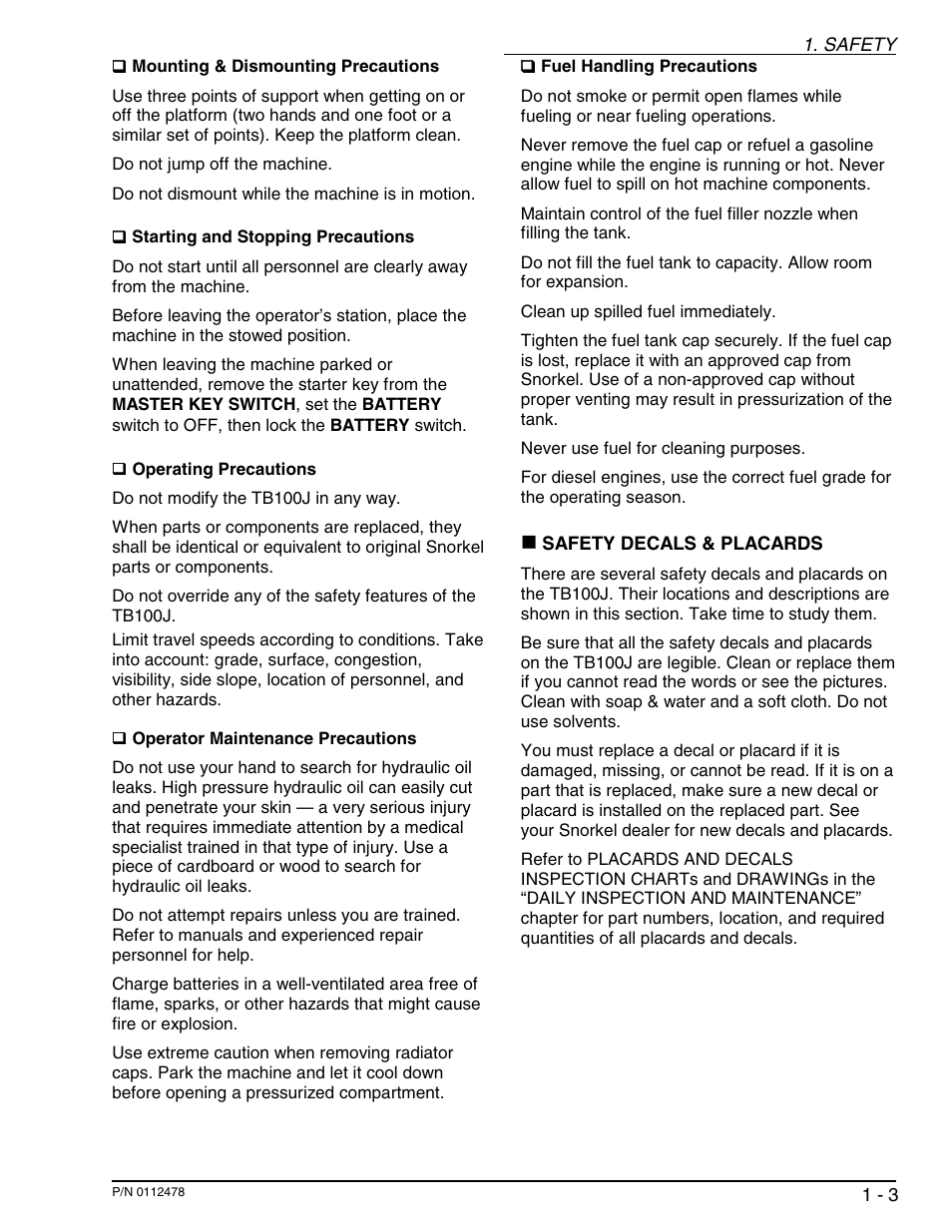 Snorkel TB100J User Manual | Page 9 / 89