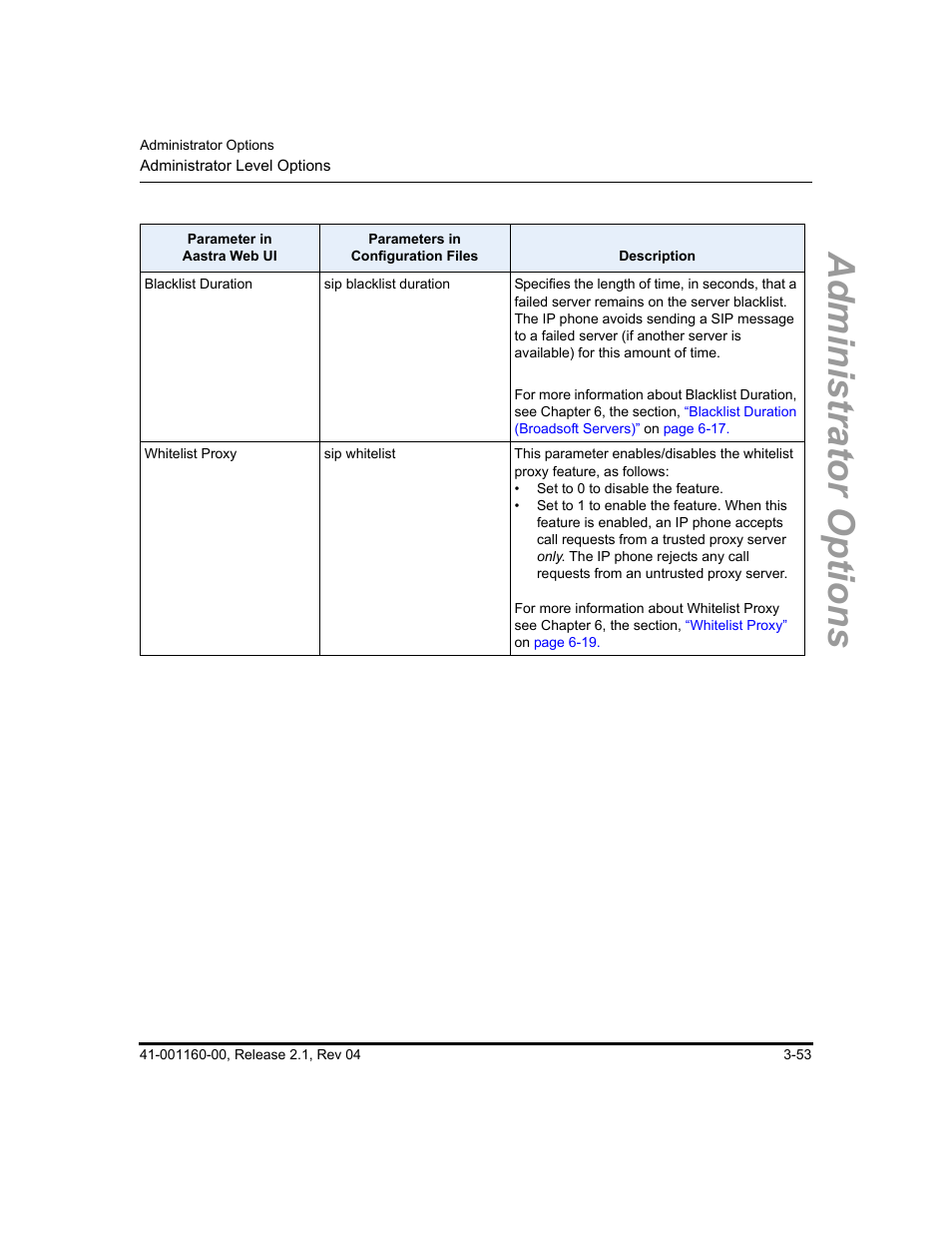 Administrator options | Aastra Telecom SIP 57I User Manual | Page 111 / 818
