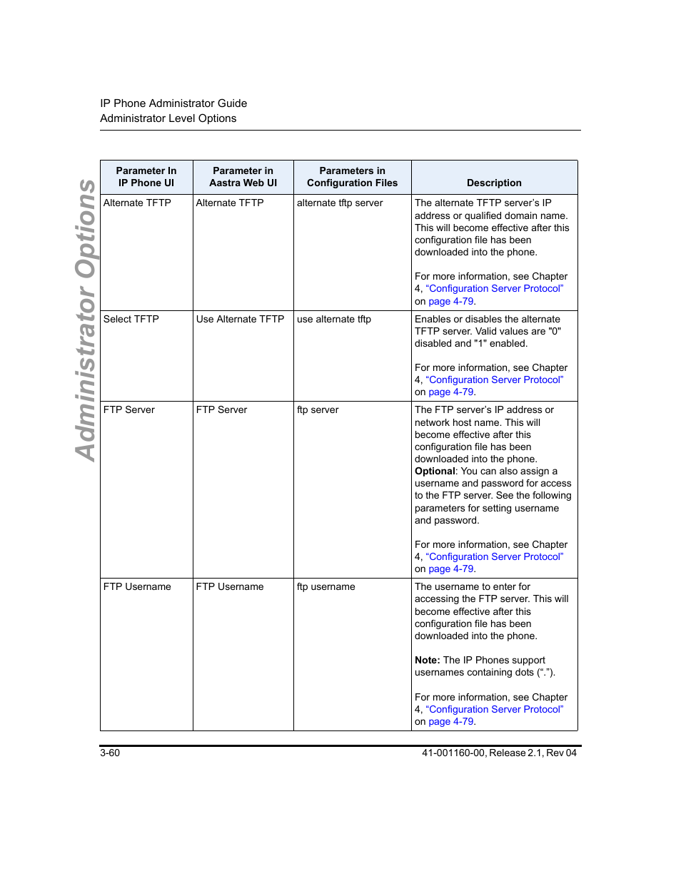 Administrator options | Aastra Telecom SIP 57I User Manual | Page 118 / 818
