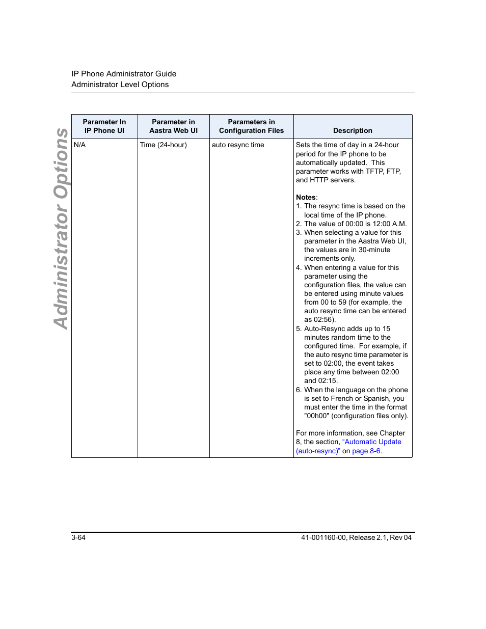 Administrator options | Aastra Telecom SIP 57I User Manual | Page 122 / 818