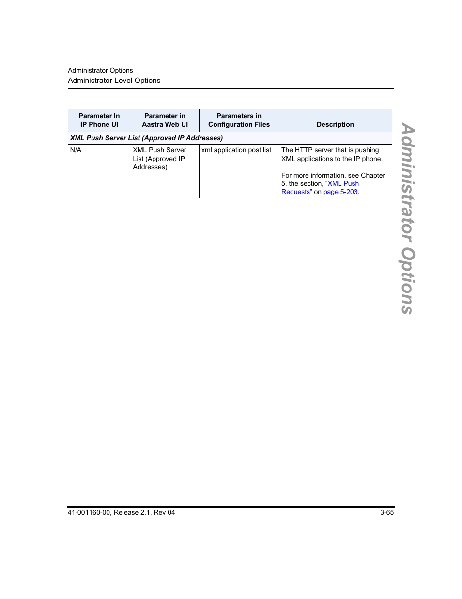 Administrator options | Aastra Telecom SIP 57I User Manual | Page 123 / 818