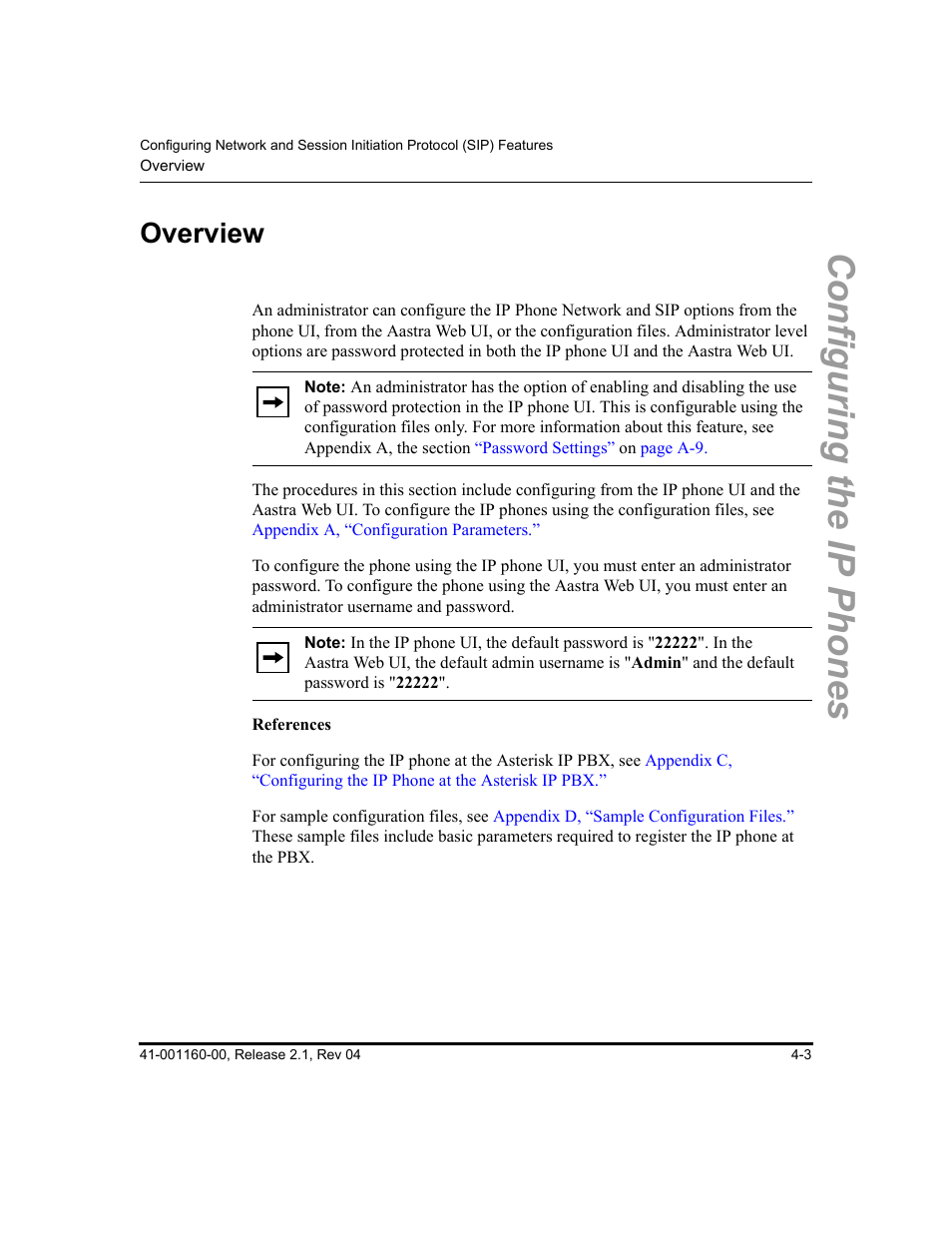 Overview, Overview -3, Configuring the ip phones | Aastra Telecom SIP 57I User Manual | Page 127 / 818
