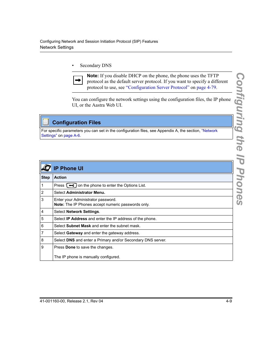 Configuring the ip phones | Aastra Telecom SIP 57I User Manual | Page 133 / 818